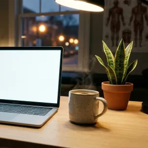 Laptop on a desk